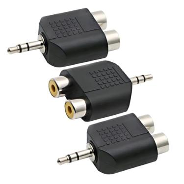Imagem de ZJKJHJY TRS de 3,5 mm para RCA F duplo (pacote com 3), cabo breakout de áudio estéreo macho de 3,5 mm para fêmea RCA duplo, adaptador de conector RCA duplo