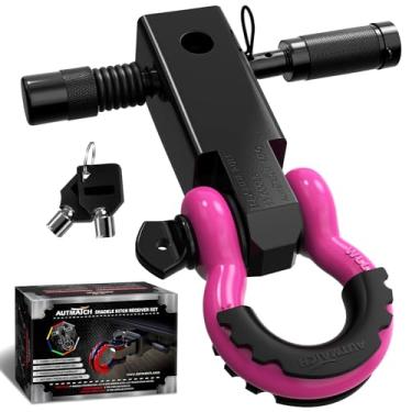 Imagem de AUTMATCH Recetor de engate de manilha de 5 cm - manilha de anel D de 1,9 cm e pino de trava de engate de reboque de 1,5 cm, kit de reboque resistente de resistência à ruptura de 20,4 kg para