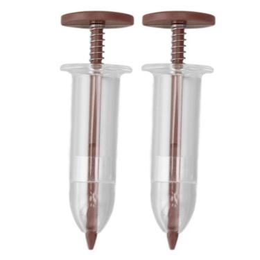 Imagem de 2 unidades mini dispensador de sementes de semeadura, semeador pequeno espalhador de sementes portátil ajustável plantador de sementes semeadora ferramenta de jardinagem (Brown)