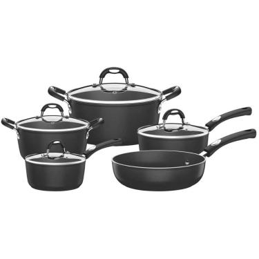 Imagem de Jogo de Panelas Tramontina Mônaco 5 Peças Preto Indução Alumínio Starflon Premium