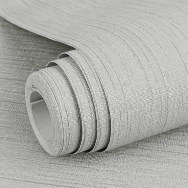 Imagem de Papel de parede texturizado Arthome Peel and Stick 59,9 cm x 998,2 cm, papel de parede texturizado autoadesivo e removível para quarto, sala de estar, bancada de armário, revestimento de parede (cinza
