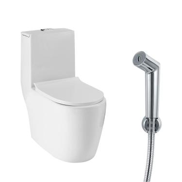 Imagem de Vaso Sanitário Monobloco Amazonita e Ducha Higiênica para Banheiro Apa - Branco e Prata