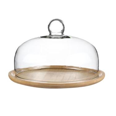 Imagem de Fenteer Suporte para bolo com cúpula de vidro, bandeja para servir bolo, sobremesa, armazenamento de pão para restaurantes, biscoitos, para bolo de 10 polegadas