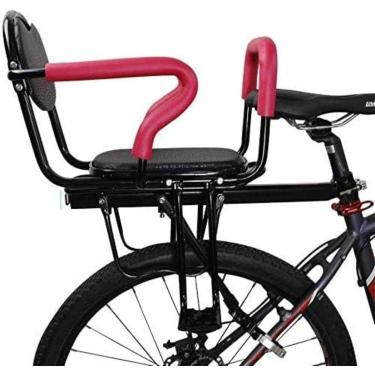 Imagem de Assento de bicicleta infantil traseiro, assento de bicicleta infantil para 2 a 6 anos de idade, assento infantil de montagem traseira para bicicleta adulta, com pedais de apoio de braços, ci