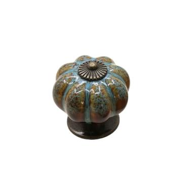 Imagem de Puxadores de cerâmica e alça em forma de abóbora puxar porta do armário móveis gaveta armário alças de porcelana, estilo b azul