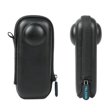 Imagem de TELESIN Bolsa de transporte portátil para Insta360 X4, bolsa de transporte de PU resistente à água Mini bolsa de transporte de casca dura, bolsa de casca dura para organização de acessórios