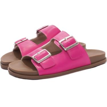 Imagem de Sandálias Femininas de Couro Sintético Rosa com Fivelas, Varios Tamanhos, Sandália Papete Birken (Pink, BR, Adulto, Numérico, 34)