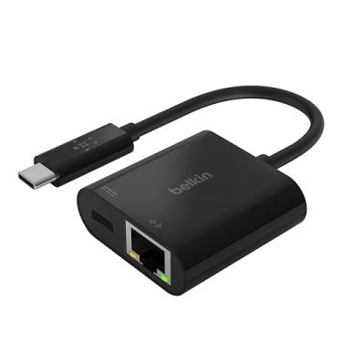 Imagem de Belkin Cabo adaptador de carregamento USB-C para Ethernet de 60 W com porta Gigabit Ethernet para acesso à rede de alta velocidade - compatível com dispositivos USB-C, incluindo MacBook Air, MacBook