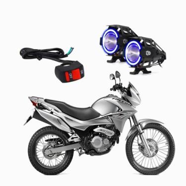 Imagem de Kit Led Farol Milha Moto CG 125 1990 1991 1992 1993 1994 Angel Eye Azu