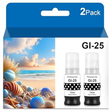 Imagem de Yongairuink Cartuchos de tinta preta de pigmento CAN GI25 GI-25BK para impressora a jato de tinta MAXIFY GX1020 GX2020 GX2020 (2 preto)