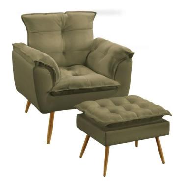 Imagem de Kit Poltrona Almofadada Decorativa Beta e Puff Lunar N-029 Veludo Capu