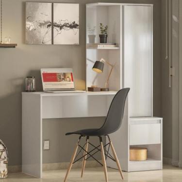 Imagem de Bancada Office com Estante Walker Branco - Mais de Casa