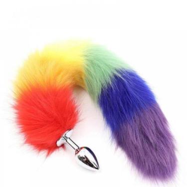 Imagem de Plug anal de aço inoxidável cônico com cauda de raposa colorida miss c
