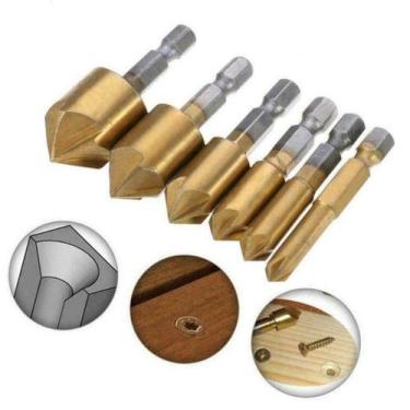 Imagem de Kit 6 Brocas Escareadoras Chanfrar Madeira Aluminio 6-19mm - idea