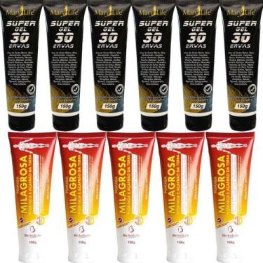 Imagem de Kit 6 Super Gel 30 Ervas + 5 Pomada Massageadora Milagrosa - Bio Insti