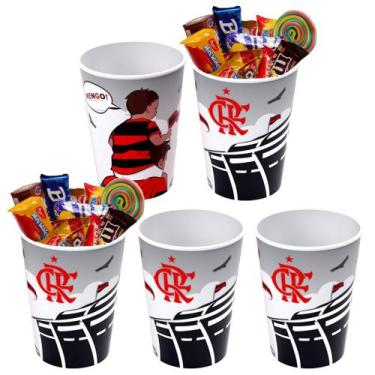 Imagem de 5 Copos Flamengo Original p/ Doces Festa Infantil Lembrancinha Sacola 