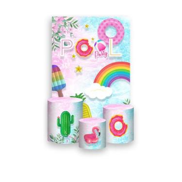 Imagem de Painel De Festa Vertical 1,50 x 2,20 + Trio De Capas Cilindro - Pool P