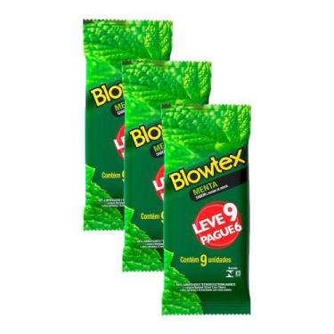 Imagem de Kit 3 Preservativos Blowtex Menta Leve 9 Pague 6 unidades