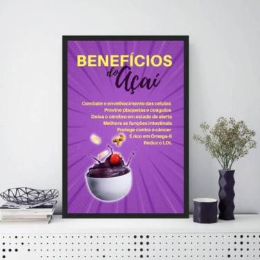 Imagem de Quadro Decorativo Benefícios Do Açaí 24X18Cm Moldura Preta - Quadros O