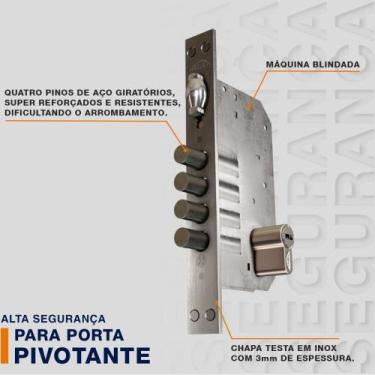 Imagem de Fechadura Rolete Alta Segurança 4410 Inox Cilindro 10cm - Arouca