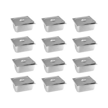 Imagem de Cuba Gn Com Tampa Inox 1/1x150mm  E0,7 Kit 12pçs - Ipe Cozinhas