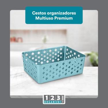 Imagem de Cesto Multiuso Organizador Premium Azul 123Organizei - 123 Organizei