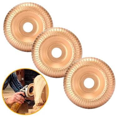 Imagem de Kit 3 Disco de Esculpir Desbastar Madeira em Ângulo Grosa Rotativa Aba