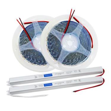 Imagem de Kit C/ 2 Fita Led 2 Fonte 2835 5M 120 Led 12v Ip20 10w 4000K - Tradest