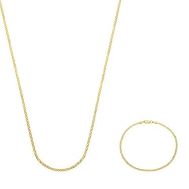 Imagem de Corrente De Ouro 18k Feminino 45cm Kit Bismark Com Pulseira - DR Joias