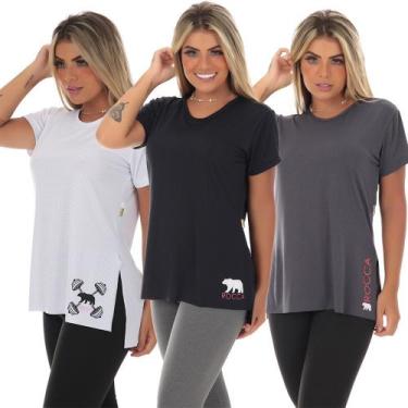 Imagem de Kit 3 blusas dry fit poliamida tapa bumbum - Click Mais Bonita ,  XG, 