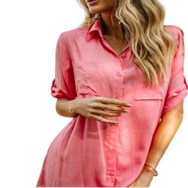 Imagem de Saida de Praia Camisão Max Camisa Chamise Manga Longa Verão - Madame, 