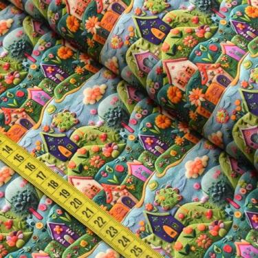 Imagem de Tecido Estampado para Patchwork - Vilarejo de Feltro 4 (0,50x1,50) - F