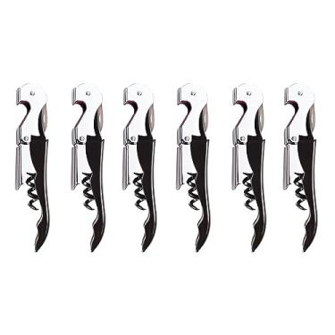 Imagem de BLUE world Kit de abridor de vinho saca-rolhas de garçom, chave de vinho de aço inoxidável, abridor de dobradiça dupla e cortador de alumínio para garçom, bar, sommelier, bartenders preto, pacote com