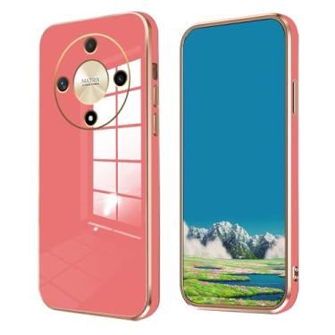 Imagem de Compatível com Honor X9b capa de silicone rosa, chapeamento Honor Magic 6 Lite capa de telefone à prova de choque fina e macia (vermelha)