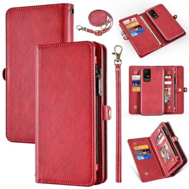 Imagem de Dswteny Capa carteira para Metro TCL Ion X/Ion V/40Z com capa de telefone destacável, alça de pulso, alça de ombro, zíper retrô de couro PU, suporte para cartão, capa de telefone para IonX T430W IonV