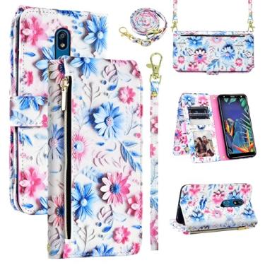 Imagem de Dswteny Capa carteira para LG K40/K12 Plus/X4 2019/Solo LTE/Xpression Plus 2/Harmony 3 com alça de ombro, suporte de couro, suporte de cartão, capa para celular para LGK40 K 40 40K L423DL LMX420 Rosa