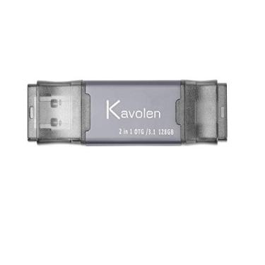 Imagem de Flash Drive Kavolen 2 em 1 de 128 GB de alta velocidade para telefones Android com porta TypeC, tablets, PC, suporte de foto para telefones Samsung/LG/Google Pixel/Hua Wei/Moto/One Plus com porta USB
