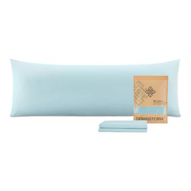 Imagem de Capa de travesseiro corporal, fronha longa de microfibra ultramacia, com fecho de envelope, fronhas grandes 51 x 137 cm (azul claro)