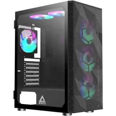Imagem de Montech X3 Mesh 6 peças, 3 x 140 mm e 3 x 120 mm ventoinhas de iluminação RGB fixa ATX Mid-Tower PC Gaming Case, USB3.0, painel lateral de vidro temperado aberta, alto fluxo de ar, preto