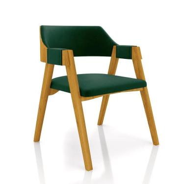 Imagem de Cadeira Sala De Jantar E Jogos Carteados Madeira Maciça Poker Veludo Verde-mel G42 - Gran Belo