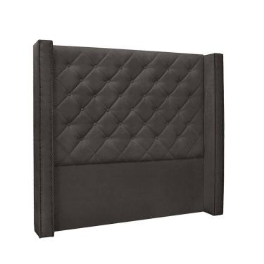 Imagem de Cabeceira Cama Box King 195cm e Recamier Vicenza Suede S04 Cor Cinza