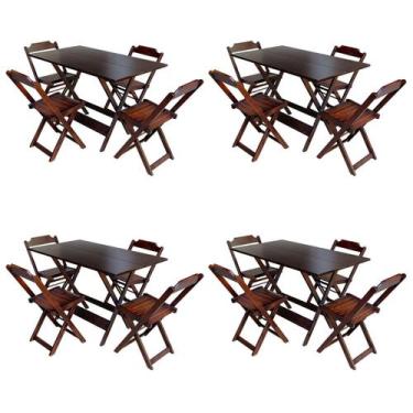 Imagem de Kit 4 Jogos de Mesa com 4 Cadeiras de Madeira Dobravel 120x70 Ideal pa