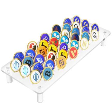Imagem de NiHome Transparent Acrylic Coin Holder for Coin Collections – Holds Up to 38 Coins, Wide-Angle View Stand with Sleek Slot Design, Ideal for Home and Office Display and Organization