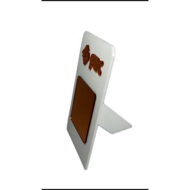 Imagem de Display em Acrílico Branco e Laranja Espelhado Placa Pix para QR Code 