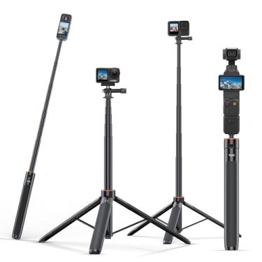 Imagem de Tripé extensível de vara de selfie de 53,74 polegadas para DJI Action 5 Pro Insta 360 GO 3S/X4/X3, extensor de suporte de câmera, haste telescópica, tripé Osmo Pocket 3 para GoPro 13/12/11/10/9