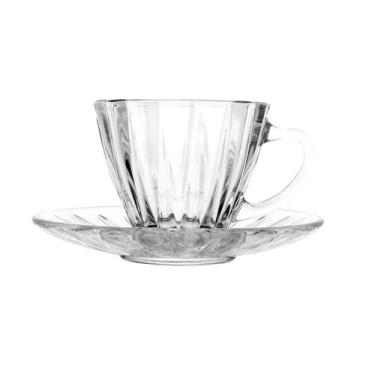 Imagem de Conjunto 2 Xícaras para Chá de Cristal com Pires Radial 180ml 220367 -
