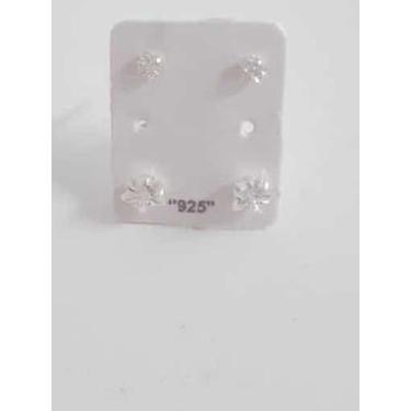 Imagem de Brincos De Prata 925 Solitário Zirconia Estrela P/ 2 Furos - Lojas La&