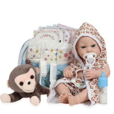 Imagem de Bebê Reborn Realista Menino Careca Saída de Banho Macaquinho - Cegonha