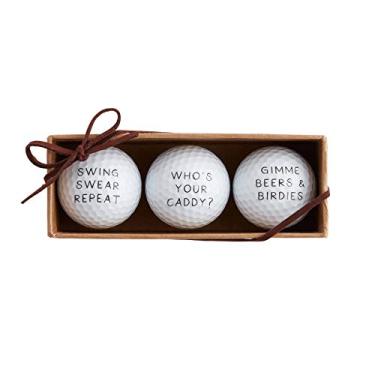 Imagem de Mud Pie Conjunto de bolas de golfe masculinas Whos Your Caddy, 3,8 cm de diâmetro