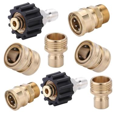 Imagem de CREEXEON Conjunto de adaptadores de lavadora de pressão, M22 giratório para conexão rápida de 0,9 cm, liberação rápida de 0,9 cm (8 peças)